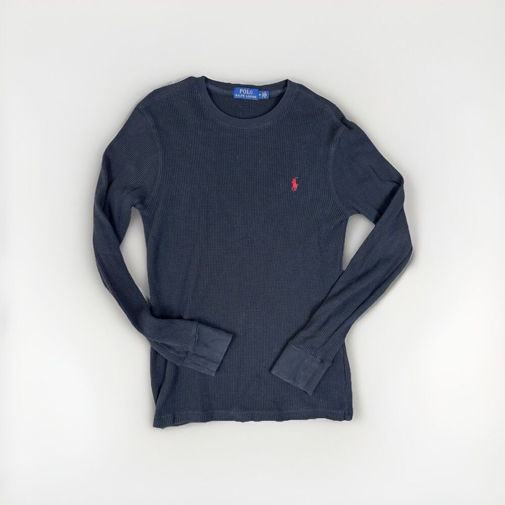 Polo Ralph Lauren Black Long-sleeved Pullover Thermal Crewneck Size Med
